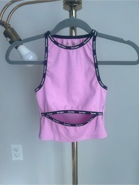 Juicy Couture Pink Ribbed Tank with Navy Logo Trim